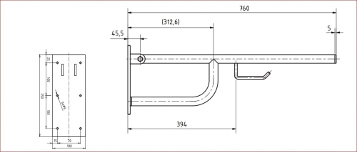 Sapho BEMETA HELP Felhajtható kapaszkodó, WC papírtartóval, 760mm, fehér 301102774