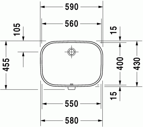 Duravit D-code 56x40 cm alulról beépíthető mosdó 0338560000