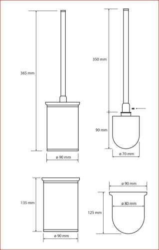 Sapho BEMETA OMEGA Álló WC kefetartó, 90x365x90mm, króm 104913152