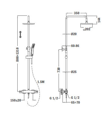 Strohm Teka Soller termosztátos zuhanyrendszer, fekete 85238020N