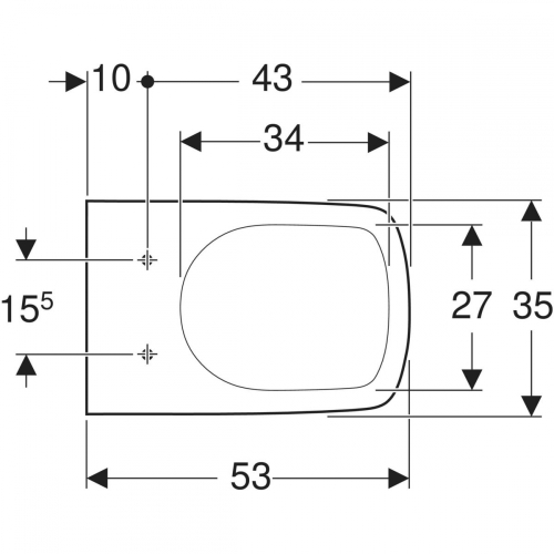 Geberit Selnova Square fali wc, mélyöblítésű, 53cm 500.270.01.5