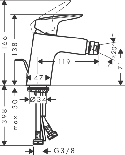 Hansgrohe Logis Egykaros bidécsaptelep 70 automata lefolyógarnitúrával 71203000