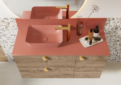 AREZZO design márvány mosdópult 80x46x1,5 cm terra pink AR-168817
