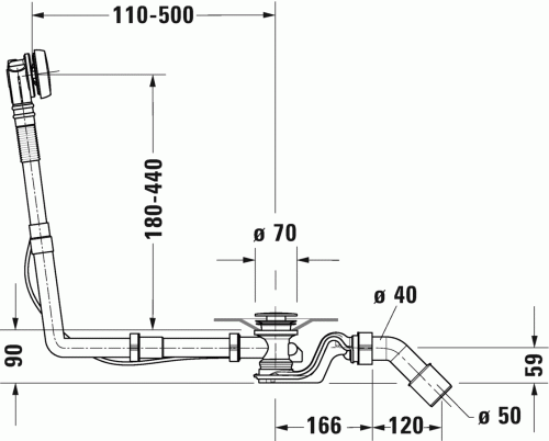 Duravit Quadroval le- és túlfolyógarnitúra 792208000001000