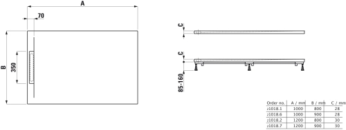 Laufen Pro S 120x90 cm zuhanytálca, Marbond kompozit anyagból, fehér H2101870000001