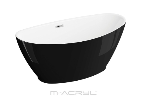 M-Acryl Stella 150x70 cm szabadon álló akril kád fényes fekete előlap 12522