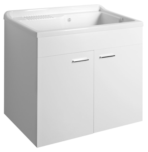 Sapho AQUALINE 80x50cm mosdótartó szekrény műanyag mosogatótálcával, fehér PI8050-1