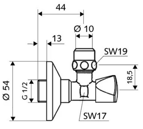 Schell Sanland 1/2-3/8 sarokszelep csavarzattal 970330000