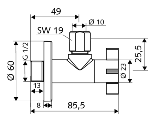 Schell 4WING design sarokszelep szabályozó funkcióval 053930699