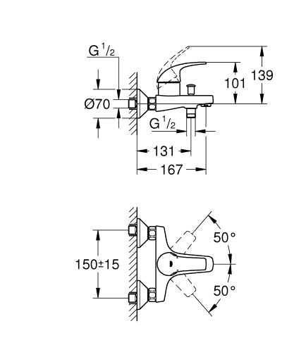 Grohe Start Curve egykaros kádcsaptelep 23768000