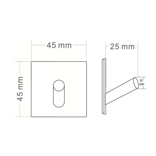 Sapho 45 szögletes öntapadós fogas, inox 31201