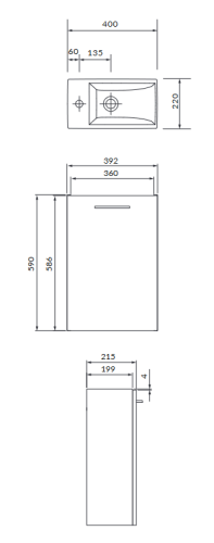 Cersanit Lara 40 mosdótartó szekrény Como kézmosóval, dió S801-188-DSM