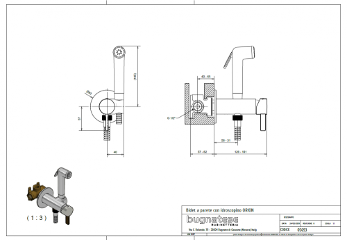 Bugnatese ORION fal alatti bidet csaptelep, króm 5693CR