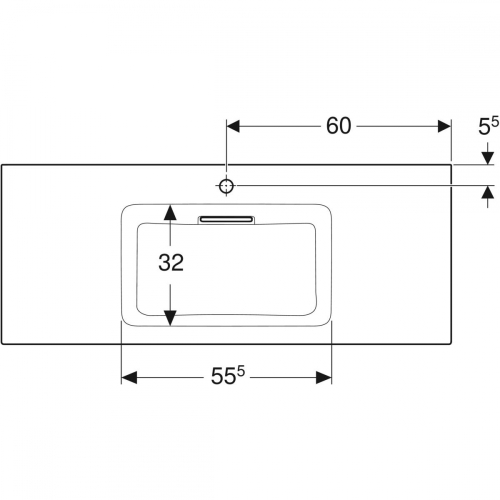 Geberit ONE 120x48 cm KeraTect mosdó, fehér 505.017.00.1