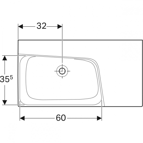 Geberit Xeno 90x48 cm KeraTect mosdó csaplyuk nélkül, jobb oldali pakolófelülettel, fehér 500.534.01.1