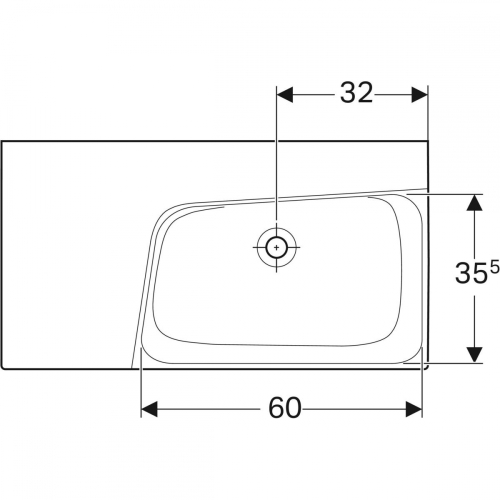 Geberit Xeno 90x48 cm KeraTect mosdó csaplyuk nélkül, bal oldali pakolófelülettel, fehér 500.536.01.1