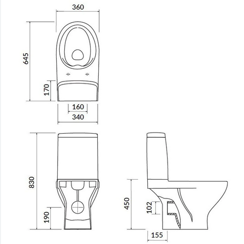 Cersanit Moduo perem nélküli monoblokkos wc ülőkével K116-036