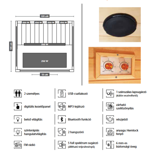 Sanotechnik FUTURE 2 kétszemélyes infraszauna H60900