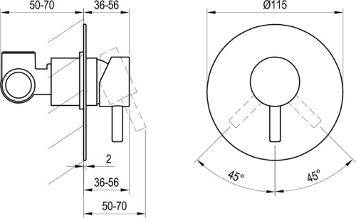 Ravak Espirit ES 062.20GB.O1 Falba szüllyesztett csaptelep, egyutas, belső egységgel - Graphite Brushed X070322