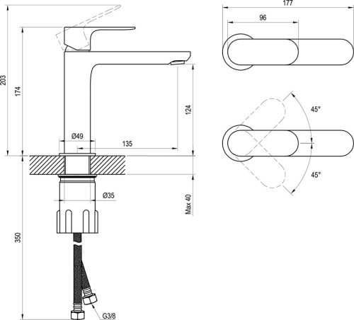 Ravak Eleganta EL 012.00CR Álló mosdócsaptelep 170 mm, leeresztő nélkül, króm X070210