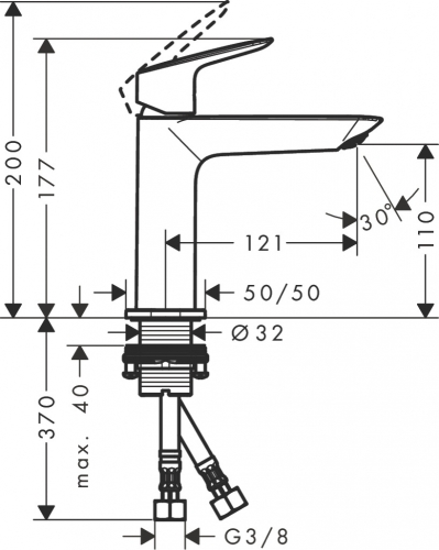 Hansgrohe Logis Fine egykaros mosdócsaptelep 110, push-open lefolyógarnitúrával, matt fekete 71252670