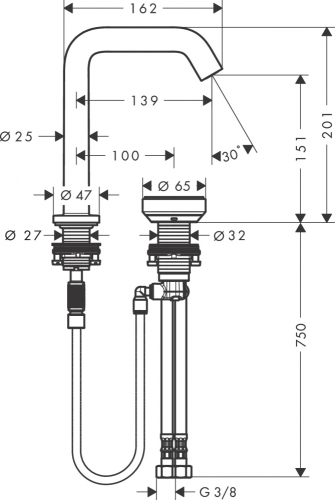 Hansgrohe Tecturis S 2-lyukú mosdócsaptelep 150, CoolStart EcoSmart+, lefolyógarnitúrával, matt fehér 73353700