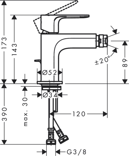 Hansgrohe Rebris S egykaros bidécsaptelep automata lefolyógarnitúrával, matt fekete 72210670