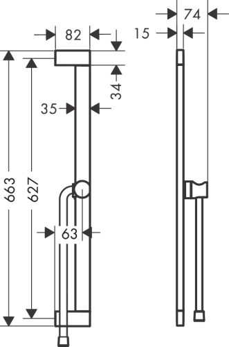 Hansgrohe Unica E Puro 65 cm fali zuhanyrúd könnyen csúsztatható kézizuhanytartóval, szálcsiszolt bronz 24404140