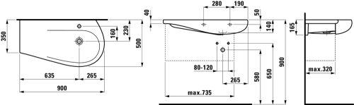 Laufen ILBAGNOALESSI ONE 90x50 mosdó matt fehér H8149767571041