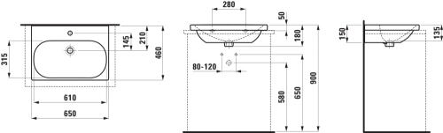 Laufen Lua mosdó 65x46 cm alsó felülete csiszolt H8160840001041