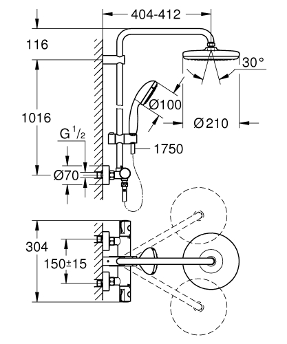 Grohe Tempesta System 210 termosztátos zuhanyrendszer 26811000