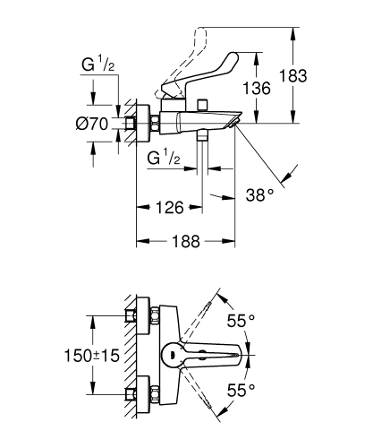 Grohe Eurosmart egykaros kádcsaptelep 25243003