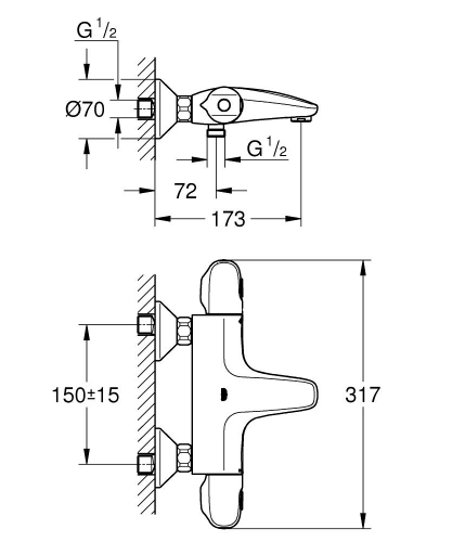 Grohe Grohtherm 1000 Termosztátos kádcsaptelep 34816003