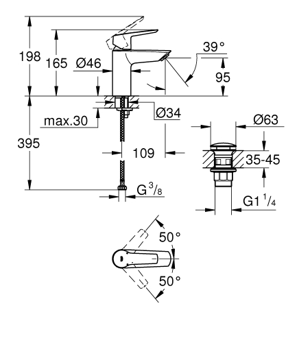 Grohe Start egykaros mosdócsaptelep S-es, matt fekete 235502432