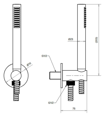 Bugnatese zuhanyszett minimalista fali csatlakozással, sárgaréz szín 19716ON