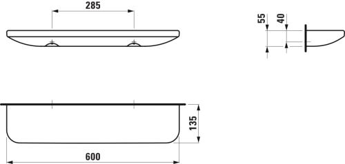 Laufen Lua kerámia polc, 60 cm LCC felülettel H8700824000001