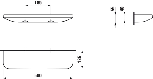 Laufen Lua kerámia polc, 50 cm LCC felülettel H8700814000001