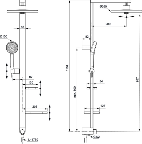 Ideal Standard Ceraflow Alu+ zuhanyrendszer csaptelephez, silver BD585SI