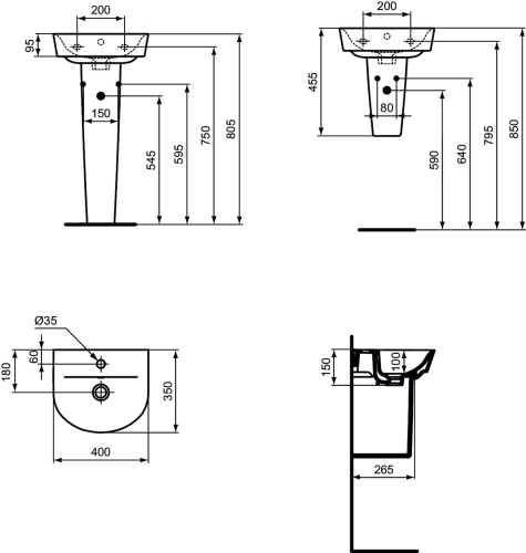 Ideal Standard Connect Air Arc 40x35 cm kézmosó E138401