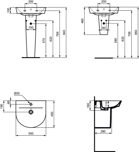 Ideal Standard Connect Air Arc 50x45 cm mosdó E138101