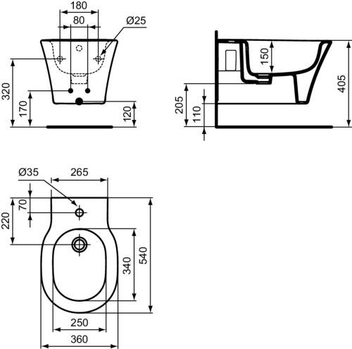 Ideal Standard Connect Air fali bide E233501