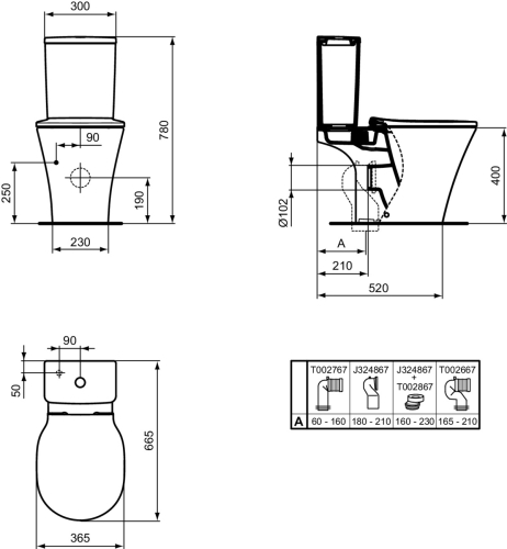 Ideal Standard Connect Air Aquablade monoblokkos wc csésze E009701