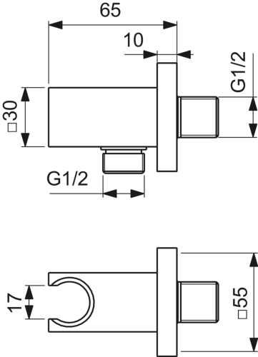 Ideal Standard Idealrain Square fali könyök kézizuhany tartóval, króm BC771AA