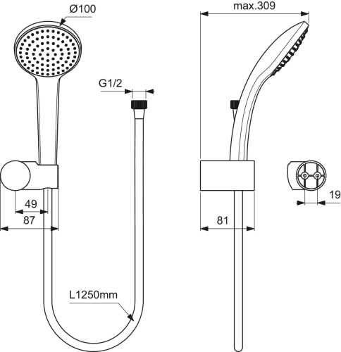 Ideal Standard Idealrain M1 fix tartós zuhanyszett, króm B9451AA