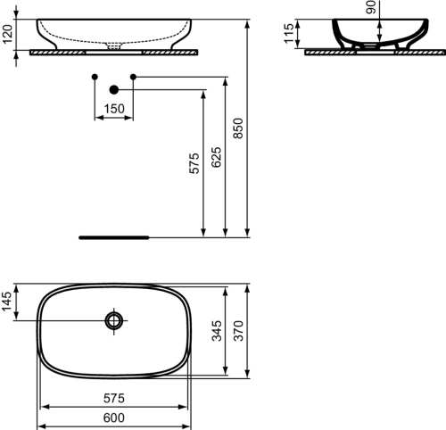 Ideal Standard I.Life B 60x37 cm pultra ültethető mosdó T508701