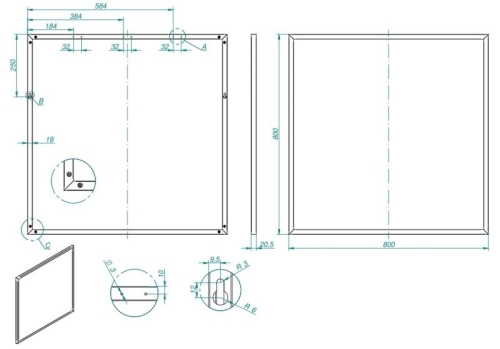 AREZZO design keretes tükör 80x80, fekete AR-167582