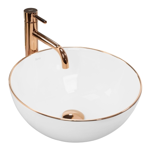 Rea Stella 36 cm pultra ültethető mosdó, fehér/rose gold REA-U7444