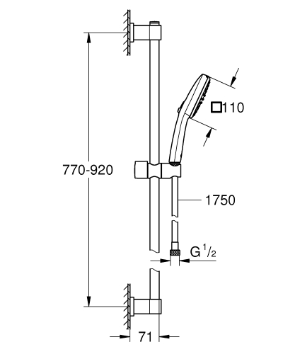 Grohe Vitalio Comfort 110 zuhanyszett, 2 féle vízsugárral, matt fekete 269302431