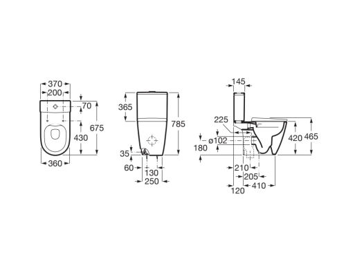 Roca Ona rimless monoblokkos wc csésze, matt fehér A342687620