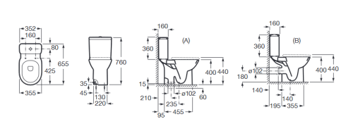 Roca Debba Round monoblokkos wc csésze, fehér A34299K000